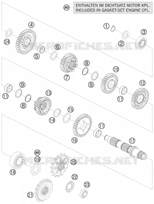 BOITE DE VITESSES - ARBRE SECONDAIRE KTM MOTO 1190 2010 RC8  1190 RC8 R 2010