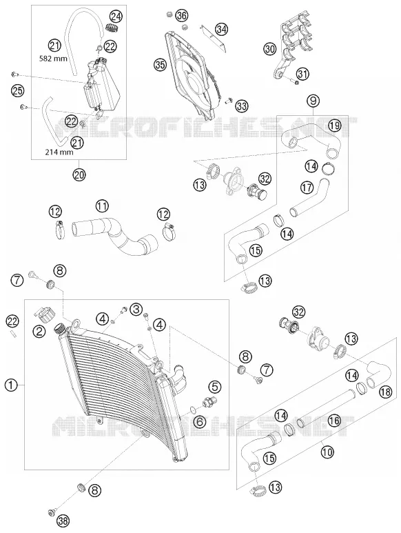 CIRCUIT DE REFROIDISSEMENT KTM MOTO 1190 2009 RC8  1190 RC8 R