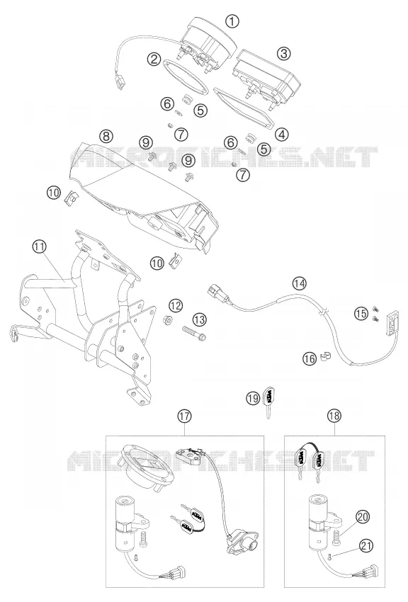 CONTACTEUR A CLE KTM MOTO 950 2003 ADVENTURE  950 ADVENTURE ORANGE LOW