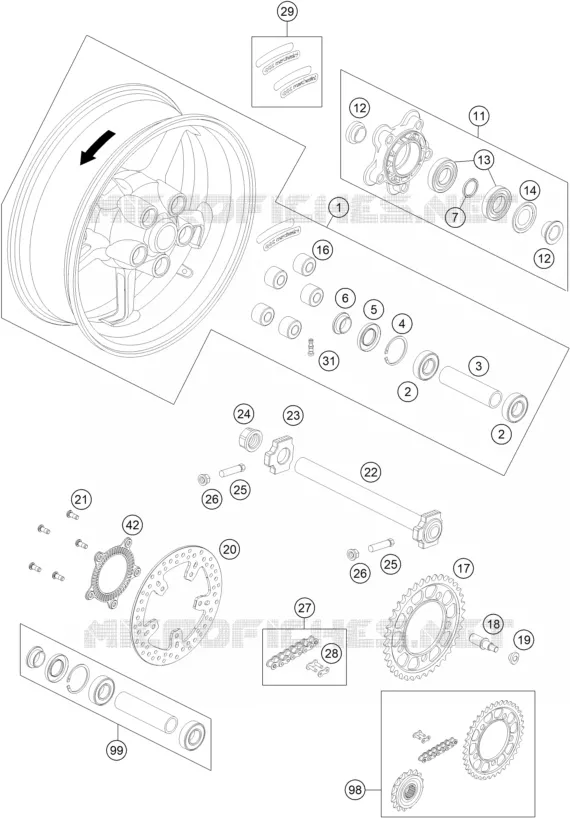 ROUE ARRIERE KTM MOTO 990 2012 SUPERMOTO  990 SUPERMOTO T WHITE ABS