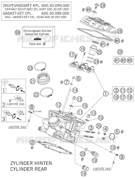 CULASSE ARRIERE KTM MOTO 950 2005 SUPERMOTO  950 SUPERMOTO ORANGE