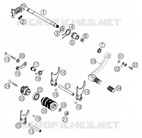 MECANISME DE SELECTION DE VITESSES KTM MOTO 640 2005 SUPERMOTO  640 LC4 SUPERMOTO BLUE