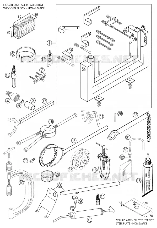 OUTILLAGE SPECIFIQUE (MOTEUR) KTM MOTO 640 2003 SUPERMOTO  640 LC4 SUPERMOTO PRESTIGE