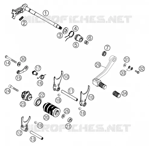 MECANISME DE SELECTION DE VITESSES KTM MOTO 625 2006 LC4  625 SMC