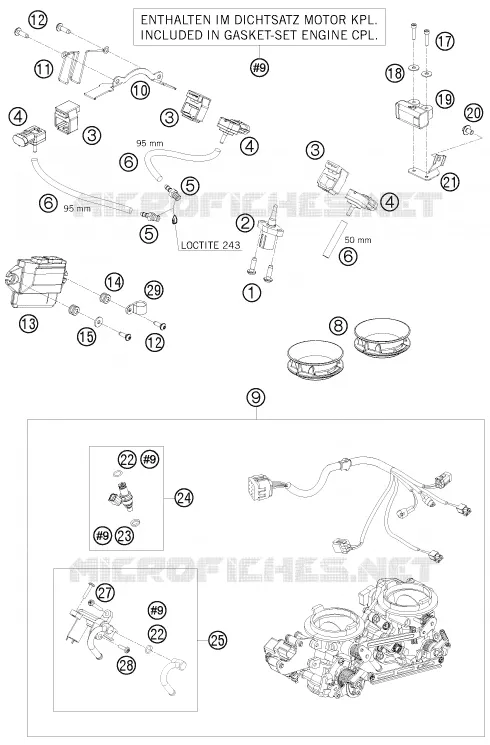 BOITIER PAPILLON INJECTION KTM MOTO 1190 2009 RC8  1190 RC8