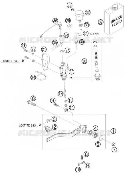 MAITRE CYLINDRE DE FREIN ARRIERE KTM MOTO 690 2007 SUPERMOTO  690 SUPERMOTO BLACK