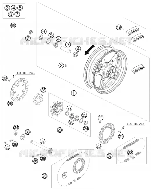 ROUE ARRIERE KTM MOTO 690 2008 SUPERMOTO  690 SUPERMOTO R