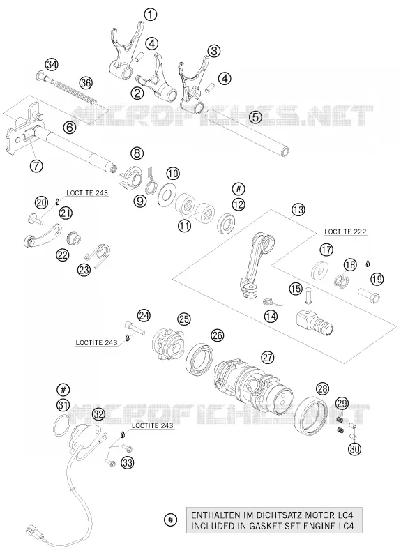 MECANISME DE SELECTION DE VITESSES KTM MOTO 690 2010 SMC  690 SMC