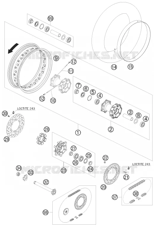 ROUE ARRIERE KTM MOTO 690 2008 SMC  690 SMC