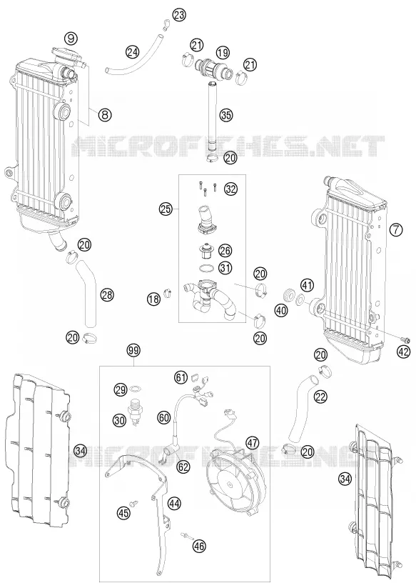 CIRCUIT DE REFROIDISSEMENT KTM MOTO 250 2010 XCF-W  250 XCF-W CHAMPION EDITION