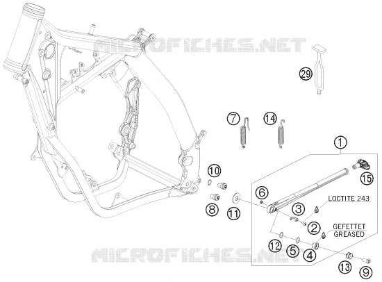 BEQUILLE LATERALE / CENTRALE KTM MOTO 250 2008 XCF-W  250 XCF-W