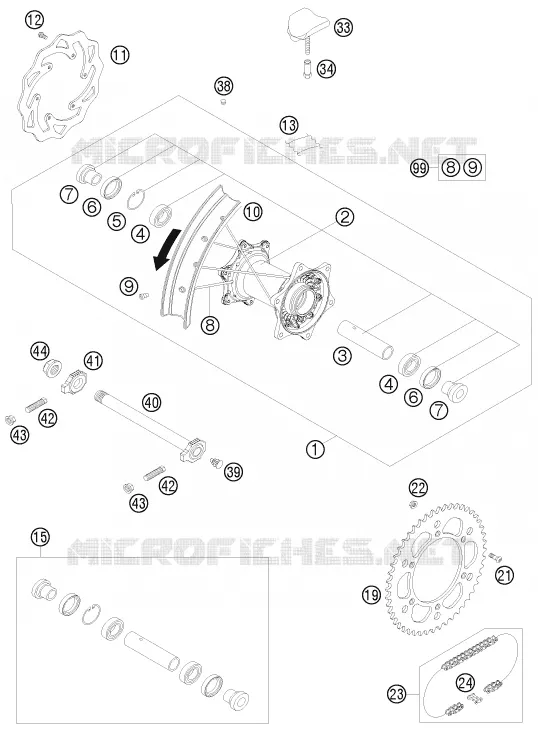 ROUE ARRIERE KTM MOTO 250 2008 XCF-W  250 XCF-W