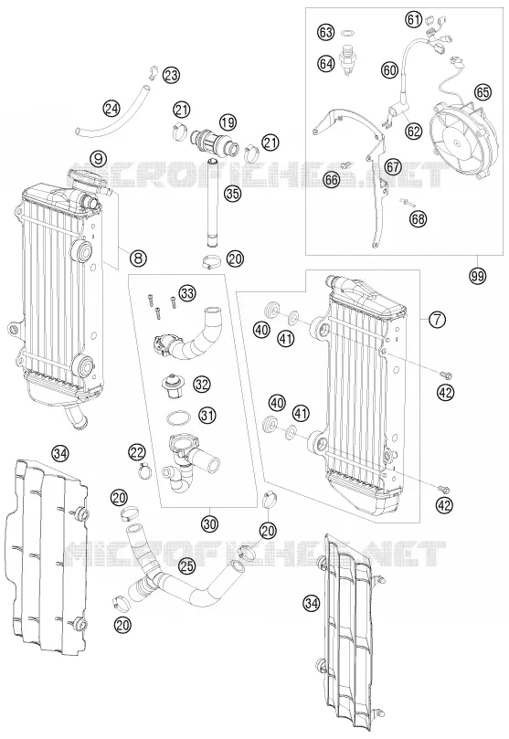 CIRCUIT DE REFROIDISSEMENT KTM MOTO 450 2009 XC-W  450 XC-W