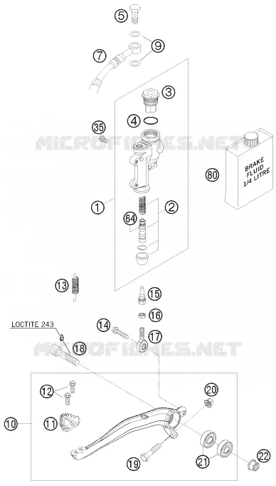 MAITRE CYLINDRE DE FREIN ARRIERE KTM MOTO 250 2010 XC-W  250 XC-W