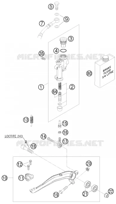 MAITRE CYLINDRE DE FREIN ARRIERE KTM MOTO 250 2008 XC-W  250 XC-W