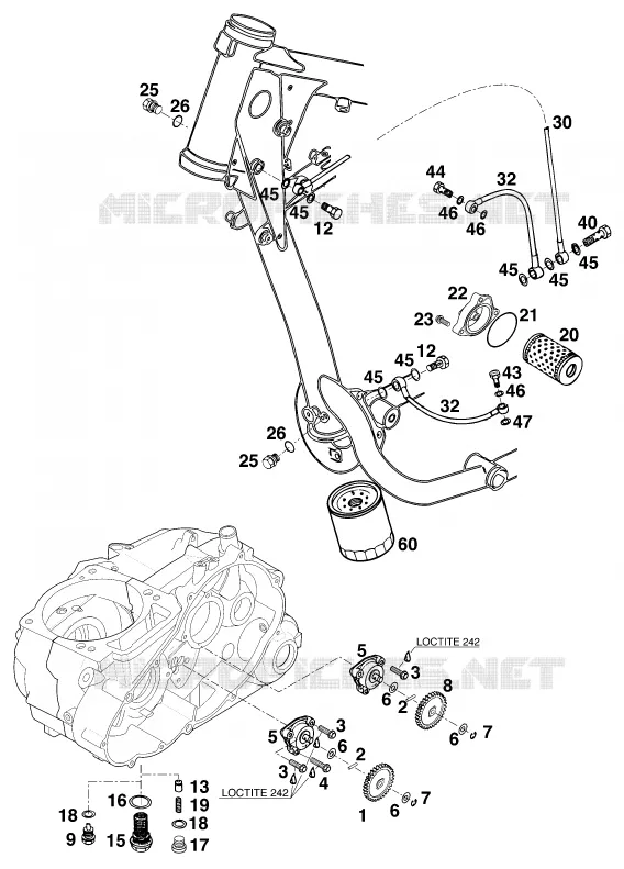 POMPE A HUILE KTM MOTO 640 1999 ENDURO  640 LC4 SILVER 18,5LT