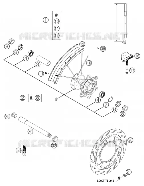 ROUE AVANT KTM MOTO 640 2004 ENDURO  640 LC4 ENDURO ORANGE