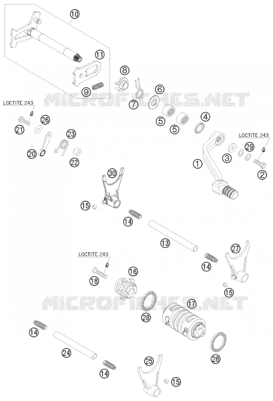 MECANISME DE SELECTION DE VITESSES KTM MOTO 530 2008 EXC  530 EXC-R