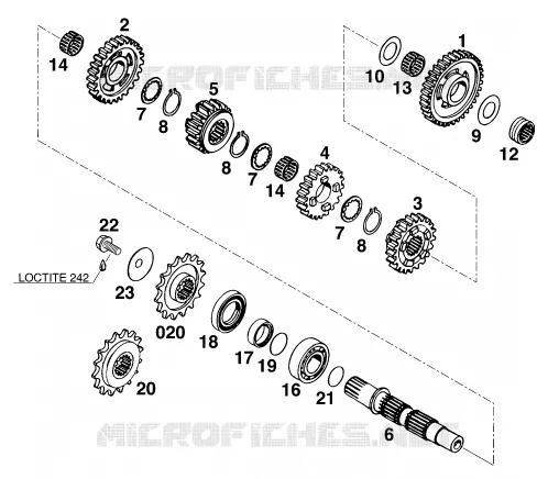 BOITE DE VITESSES - ARBRE SECONDAIRE KTM MOTO 540 1998 SXC  540 SXC