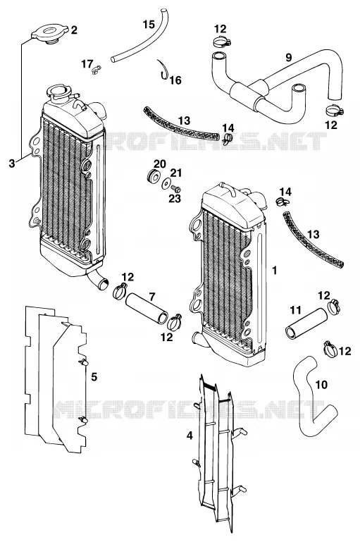 CIRCUIT DE REFROIDISSEMENT KTM MOTO 540 1998 SXC  540 SXC