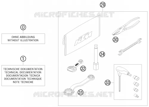 TROUSSE A OUTILS / MANUELS / OPTIONS KTM MOTO 530 2010 EXC  530 EXC SIX DAYS