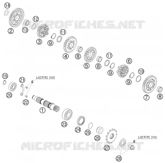BOITE DE VITESSES - ARBRE SECONDAIRE KTM MOTO 530 2009 EXC  530 EXC