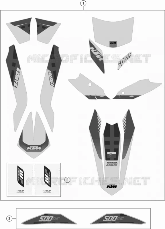 AUTOCOLLANTS KTM MOTO 500 2016 EXC  500 EXC SIX DAYS