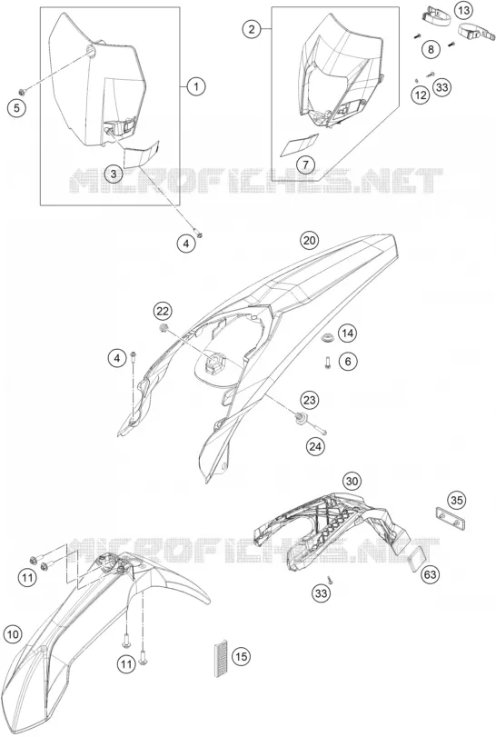 PLASTIQUES KTM MOTO 500 2014 EXC  500 EXC