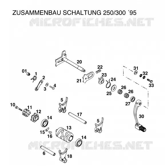 MECANISME DE SELECTION DE VITESSES KTM MOTO 300 1996 EXC  300 EXC MARZOCCHI/OHLINS 13LT