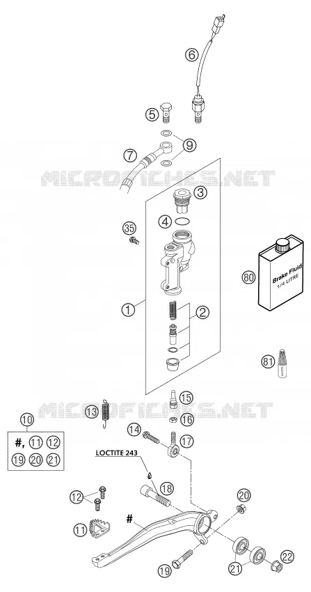 MAITRE CYLINDRE DE FREIN ARRIERE KTM MOTO 300 2004 EXC  300 EXC