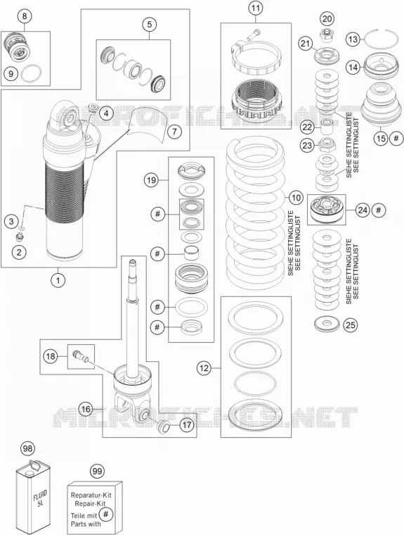 AMORTISSEUR (PIECES) KTM MOTO 250 2018 EXC-F  250 EXC-F
