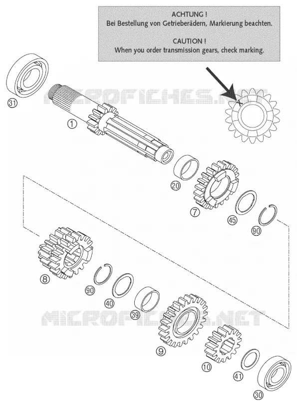 BOITE DE VITESSES - ARBRE PRIMAIRE KTM MOTO 125 2003 EXC  125 EXC SIX-DAYS