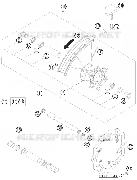 ROUE AVANT KTM MOTO 450 2011 EXC  450 EXC FACTORY EDITION