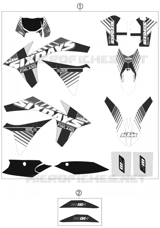 AUTOCOLLANTS KTM MOTO 350 2012 EXC-F  350 EXC-F SIX DAYS