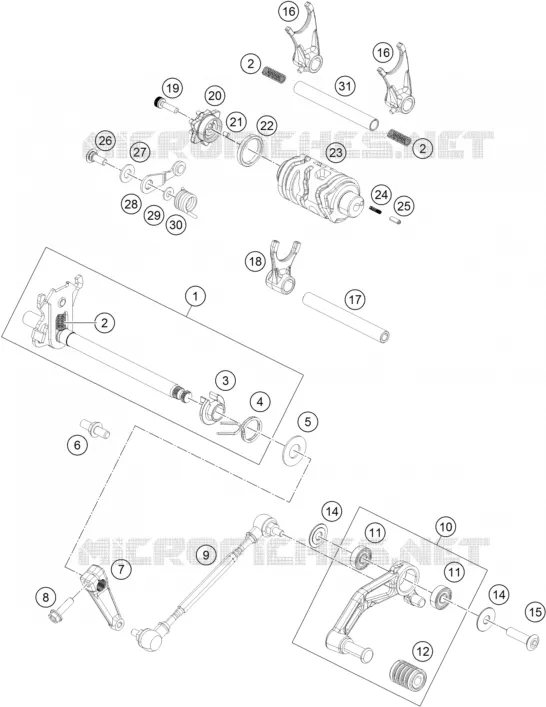 MECANISME DE SELECTION DE VITESSES KTM MOTO 200 2015 RC  RC 200 BLACK NON ABS