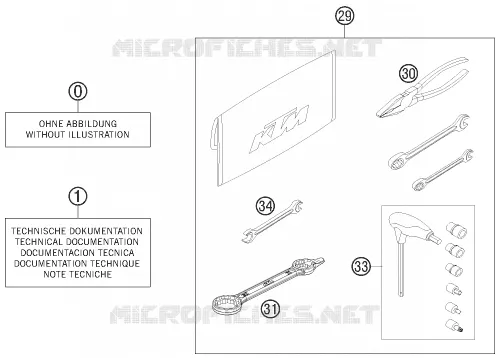 TROUSSE A OUTILS / MANUELS / OPTIONS KTM MOTO 350 2012 EXC-F  350 EXC-F
