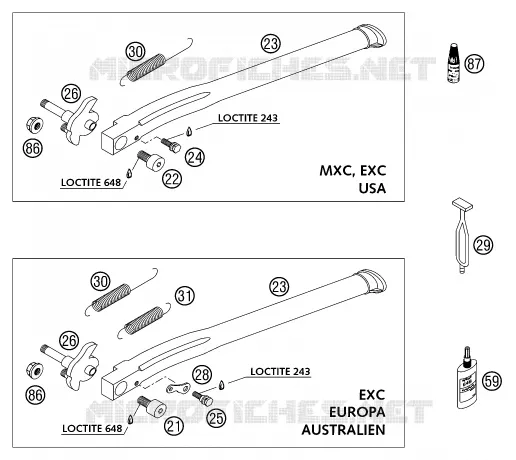BEQUILLE LATERALE / CENTRALE KTM MOTO 250 2002 EXC  250 EXC