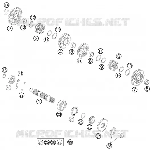 BOITE DE VITESSES - ARBRE SECONDAIRE KTM MOTO 450 2015 SX-F  450 SX-F