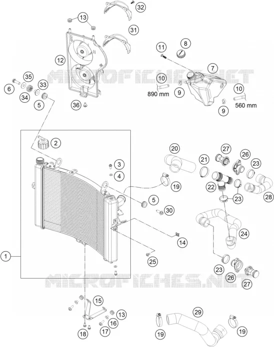 CIRCUIT DE REFROIDISSEMENT KTM MOTO 1290 2018 SUPERDUKE  1290 SUPER DUKE R WHITE