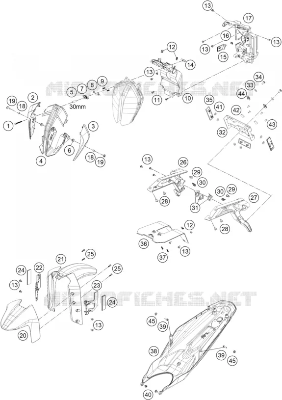 PLASTIQUES KTM MOTO 790 2019 DUKE  790 DUKE ORANGE