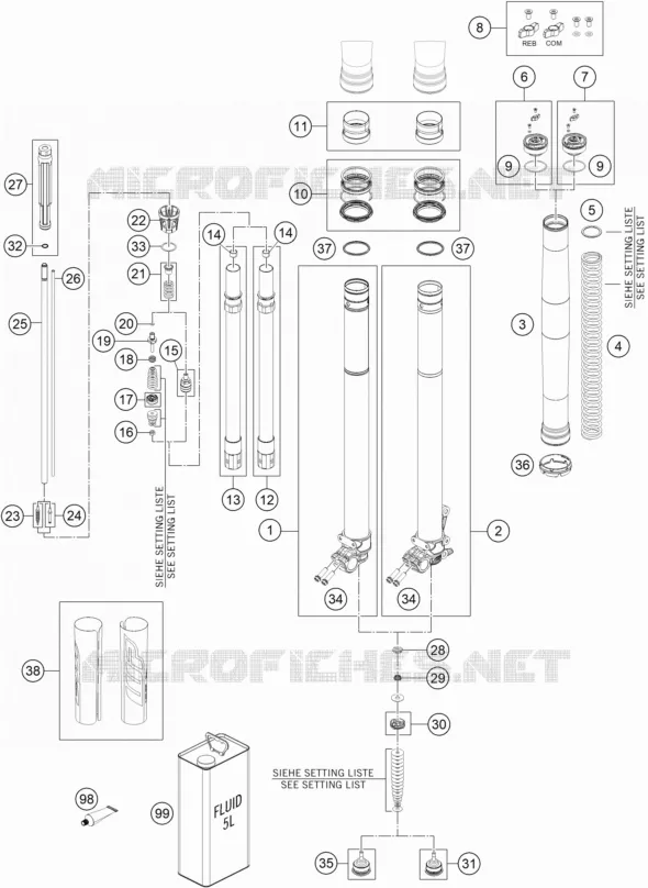 FOURCHE (PIECES) KTM MOTO 500 2020 EXC-F  500 EXC-F SIX DAYS