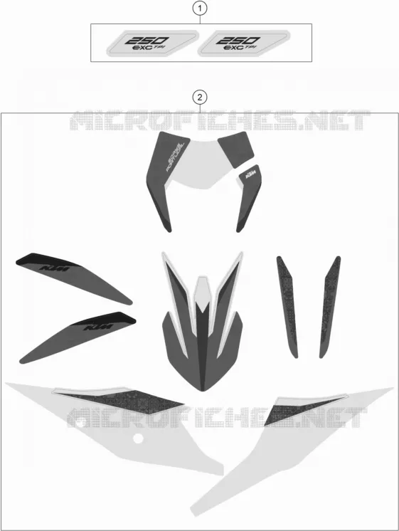 AUTOCOLLANTS KTM MOTO 250 2020 EXC  250 EXC SIX DAYS TPI