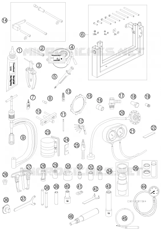 OUTILLAGE SPECIFIQUE (MOTEUR) KTM MOTO 990 2008 SUPERDUKE  990 SUPER DUKE WHITE
