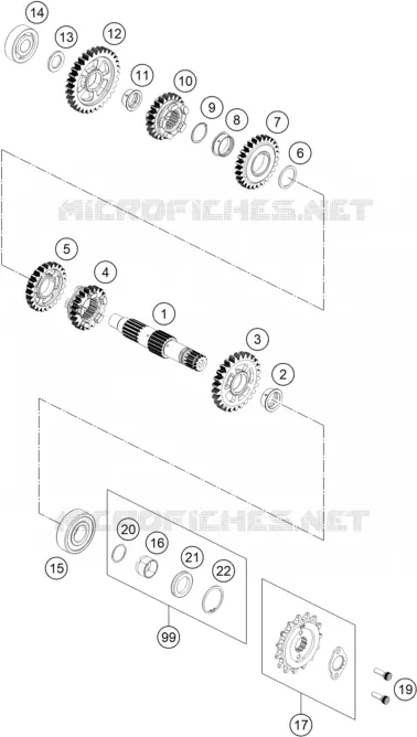 BOITE DE VITESSES - ARBRE SECONDAIRE KTM MOTO 390 2021 DUKE  390 DUKE SILVER - B.D.