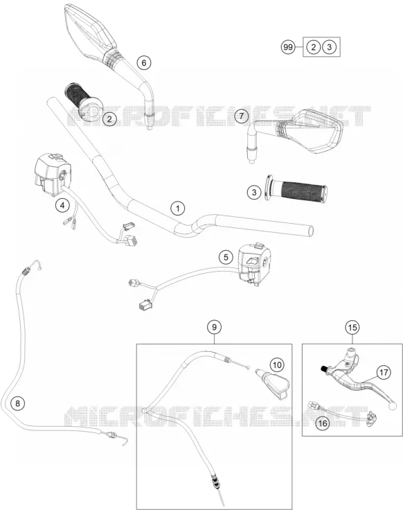 GUIDON / COMMANDES KTM MOTO 200 2020 DUKE  200 DUKE ORANGE NON ABS - B.D.