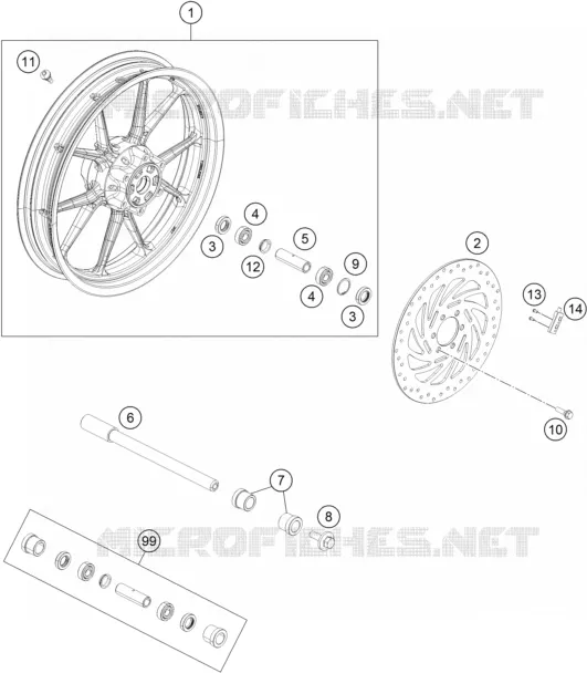ROUE AVANT KTM MOTO 200 2020 DUKE  200 DUKE ORANGE NON ABS - B.D.