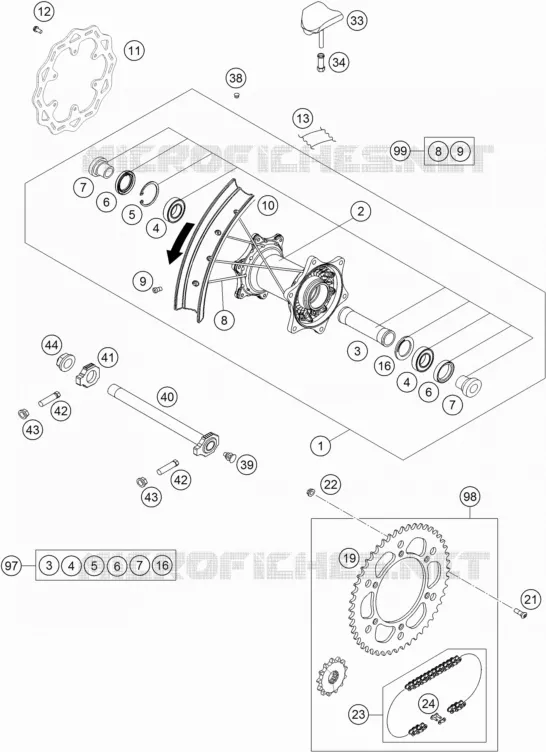 ROUE ARRIERE KTM MOTO 350 2022 XCF-W  350 XCF-W