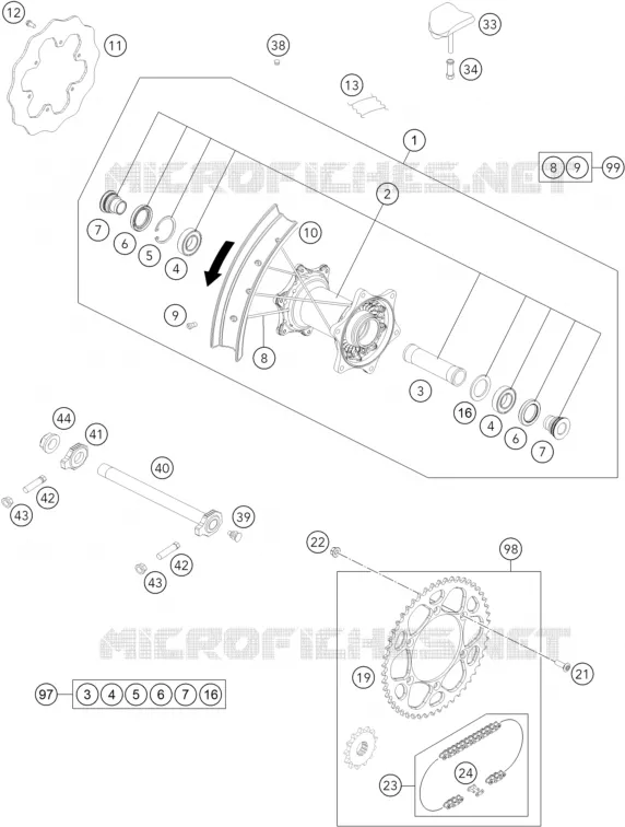 ROUE ARRIERE KTM Moto 300 2023 EXC  300 EXC SIX DAYS