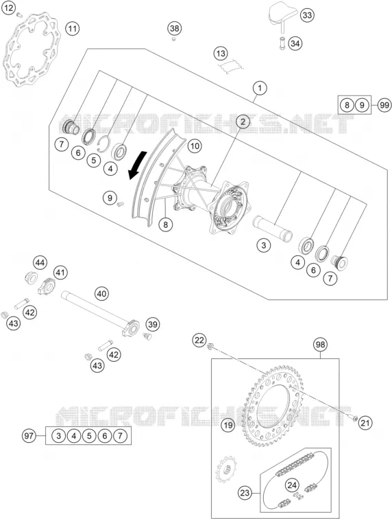 ROUE ARRIERE KTM Moto 250 2024 EXC-F  250 EXC-F SIX DAYS
