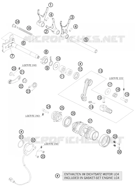 MECANISME DE SELECTION DE VITESSES KTM MOTO 690 2010 DUKE  690 DUKE R